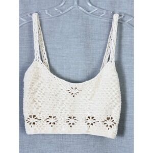 Free People Cream Crochet Knit Bralette Crop Tank Size S‎
